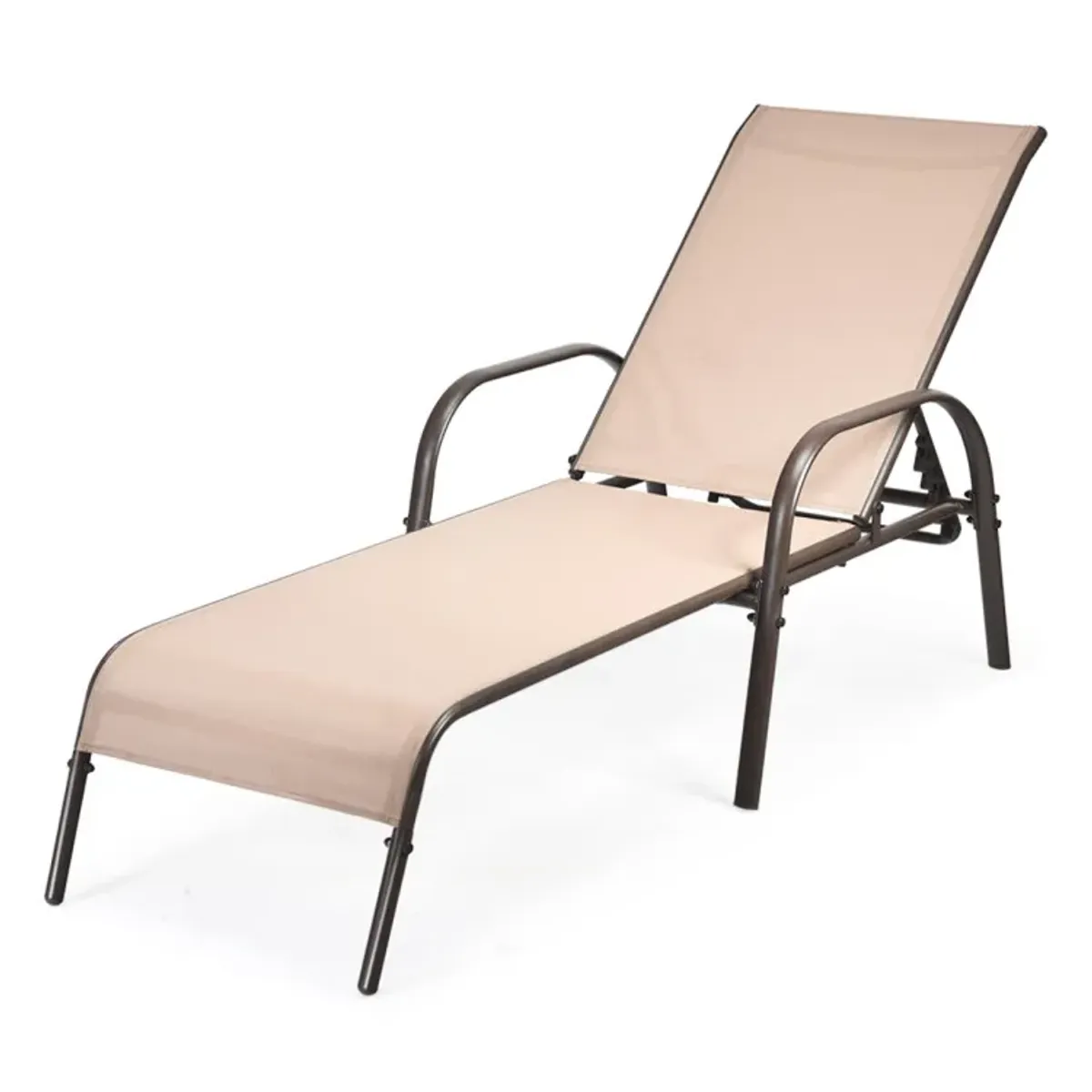 Adjustable Patio Chaise Folding Lounge Chair with Backrest
