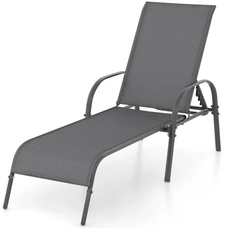 Adjustable Patio Chaise Folding Lounge Chair with Backrest