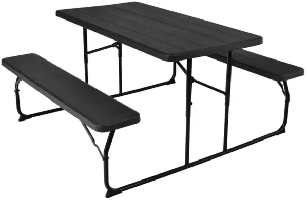 Indoor and Outdoor Folding Picnic Table Bench Set with Wood-like Texture