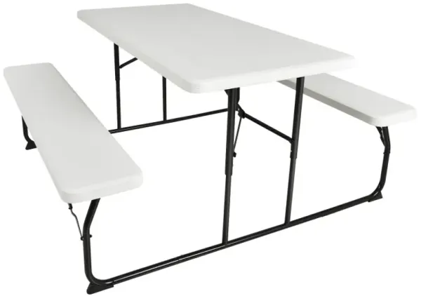 Indoor and Outdoor Folding Picnic Table Bench Set with Wood-like Texture