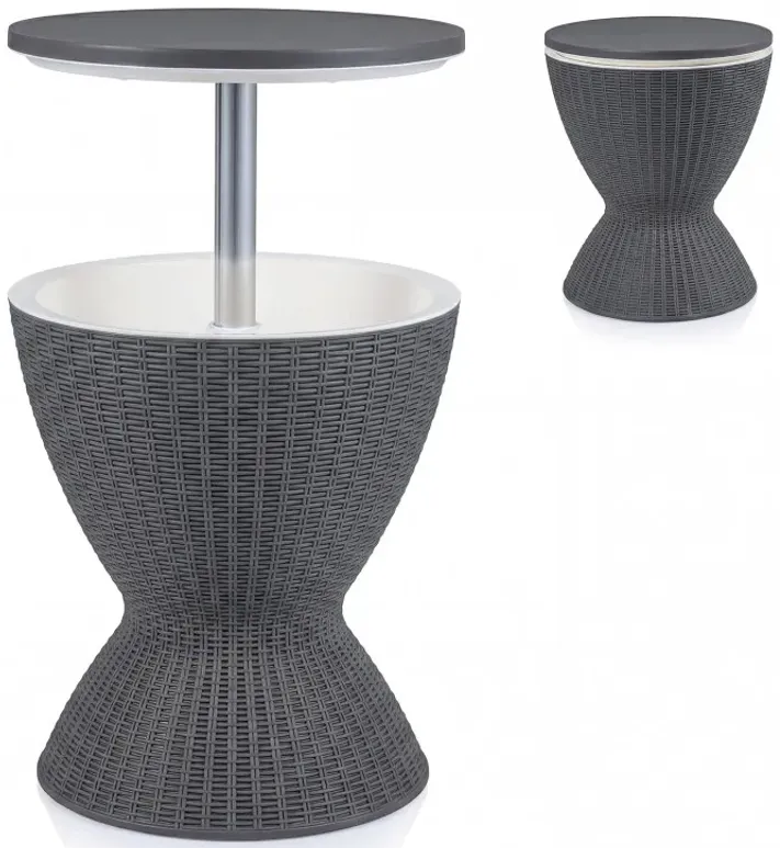 3 Pieces Outdoor Rattan Bar Table with Extendable Tabletop