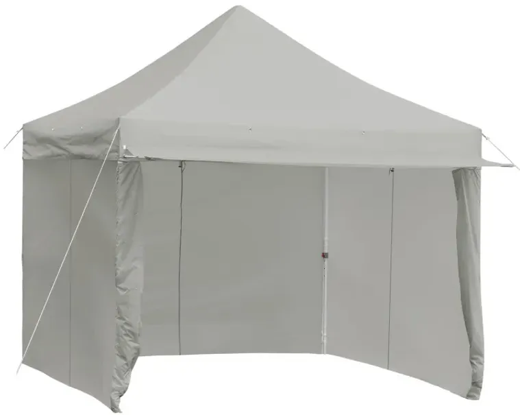 10 x 10 Feet Pop-up Gazebo with 5 Removable Zippered Sidewalls and Extended Awning