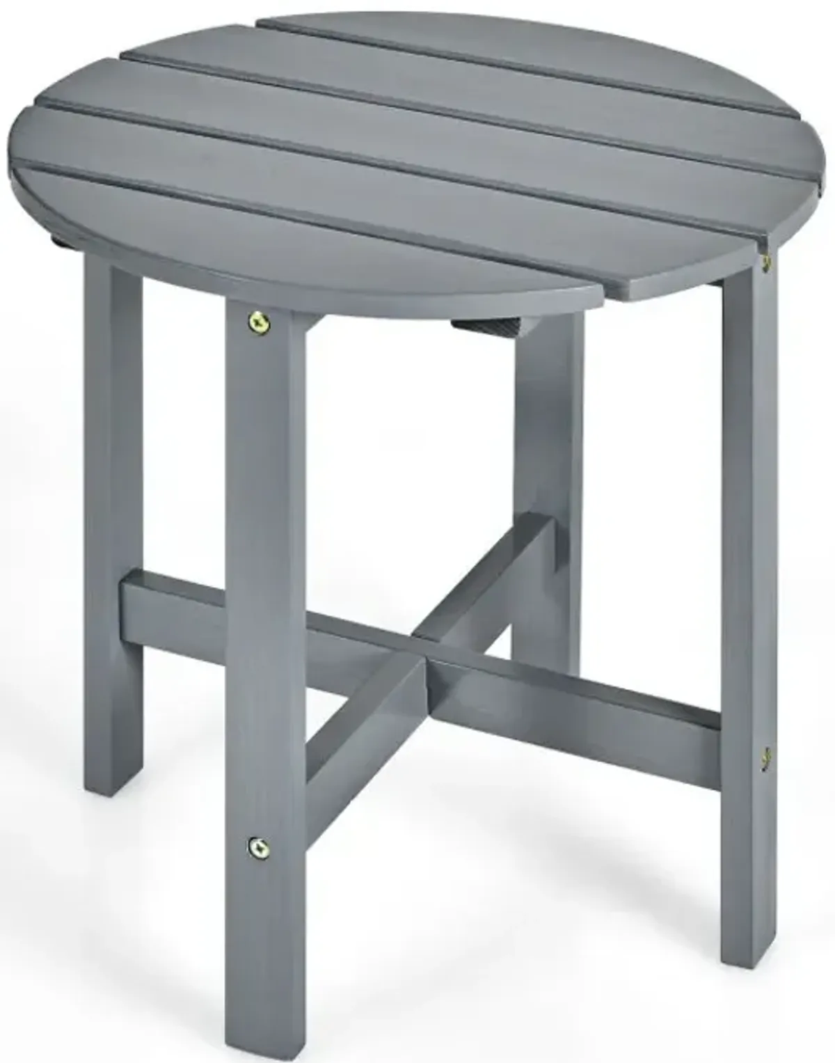 18 Inch Patio Round Side Wooden Slat End Coffee Table for Garden