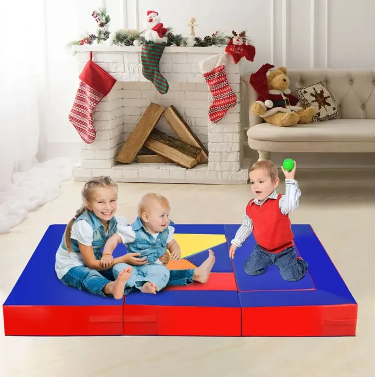 8-Piece 4-in-1 Kids Climb and Crawl Foam Playset