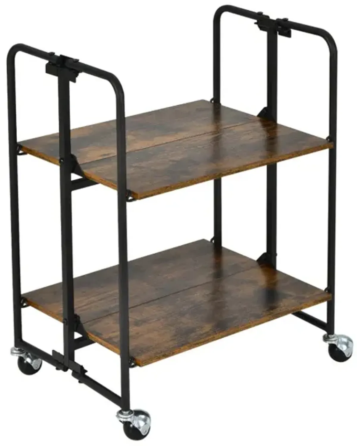 Foldable Rolling Cart with Storage Shelves for Kitchen