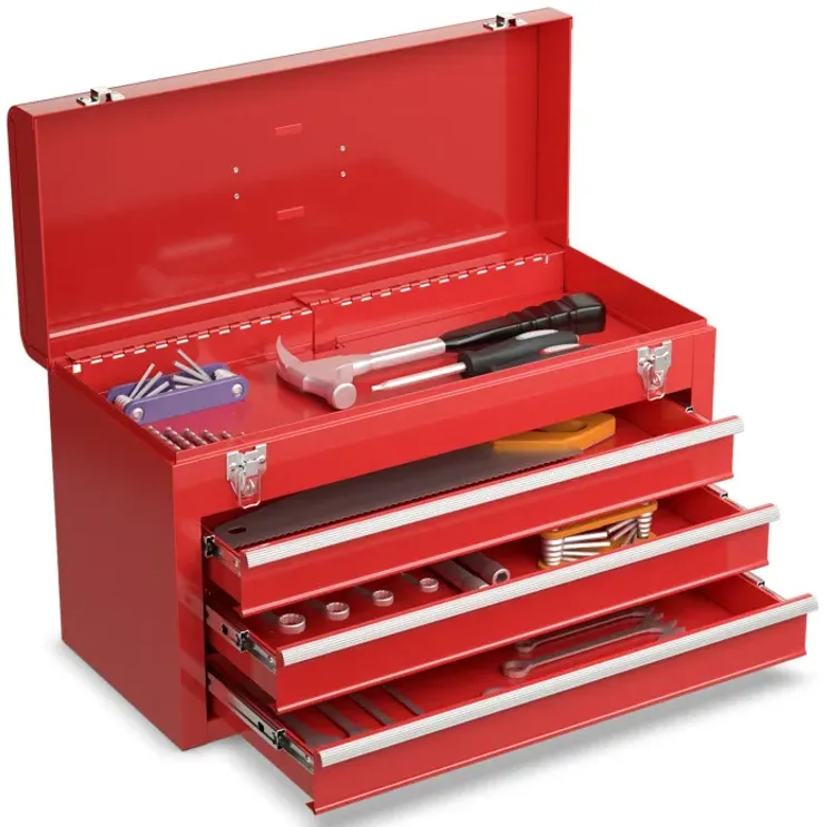 Portable Garage Mechanic Tool Cabinet Box with 3 Drawers