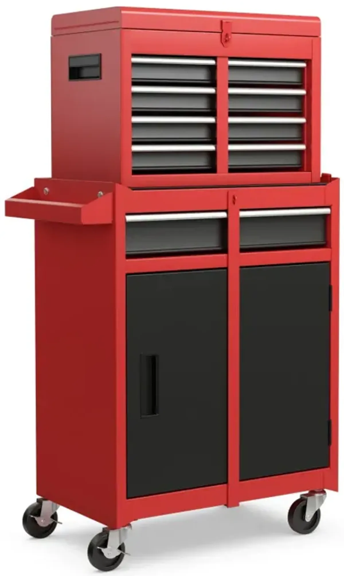 2-in-1 Rolling Tool Chest with 5 Sliding Lockable Drawers