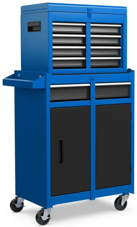 2-in-1 Rolling Tool Chest with 5 Sliding Lockable Drawers