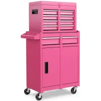 2-in-1 Rolling Tool Chest with 5 Sliding Lockable Drawers