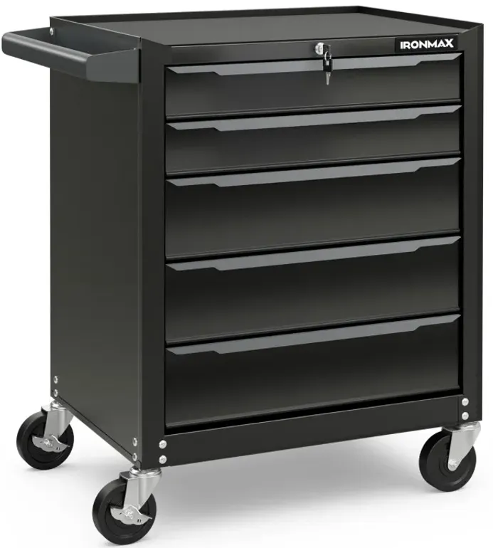 5-Drawer Tool Storage Cabinet with Hanging Holes and Central Keyed Locking System