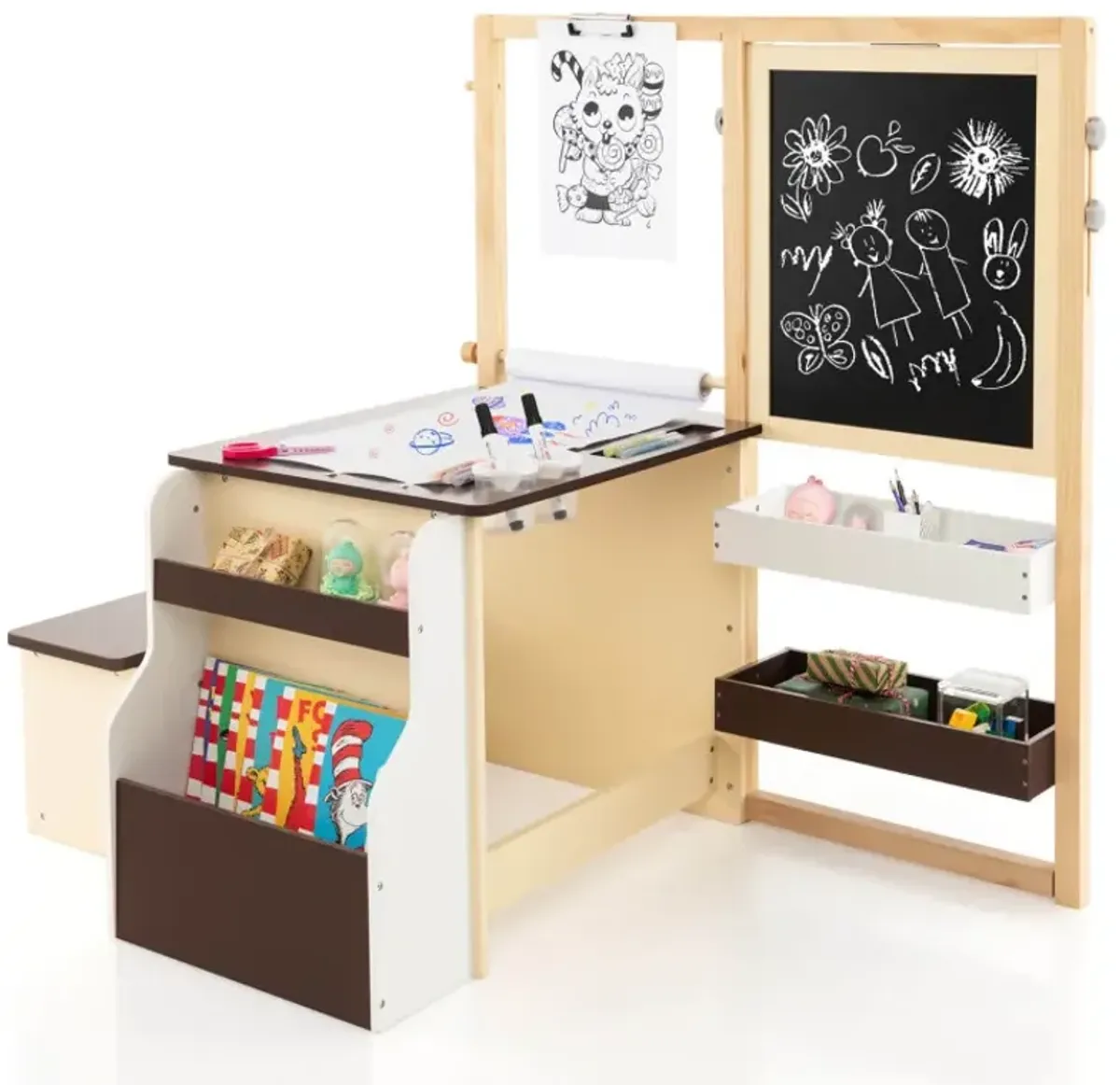 Kids Art Center Wooden Table Bench Set