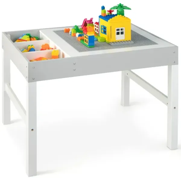 3 in 1 Wooden Kids Table with Storage and Double-Sided Tabletop