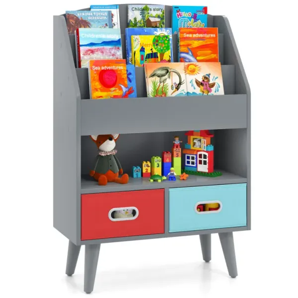 Kids Bookshelf with Open Compartment for Toddlers 3+ Years Old