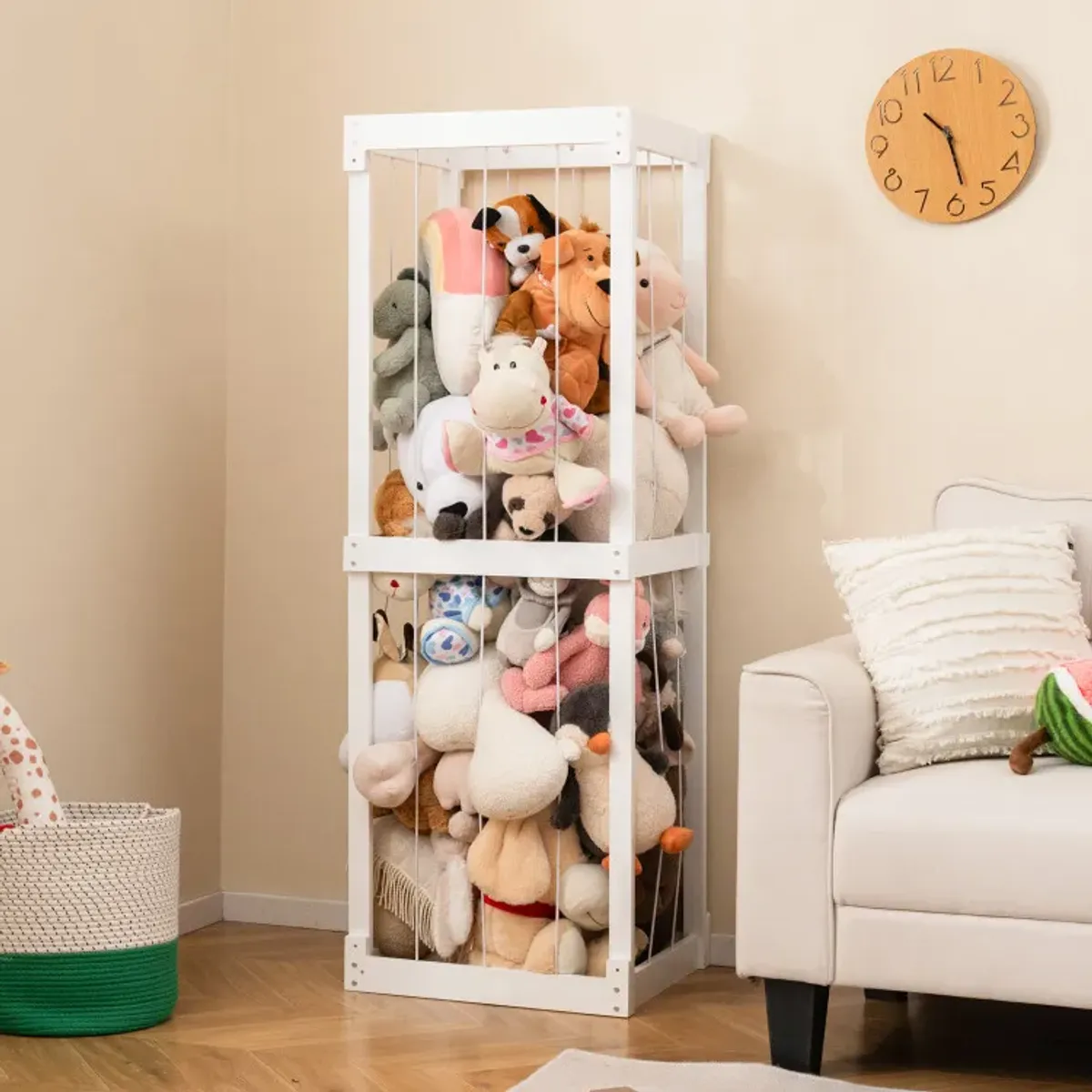 300L Large Stuffed Animal Storage with Open Top and Elastic Cords