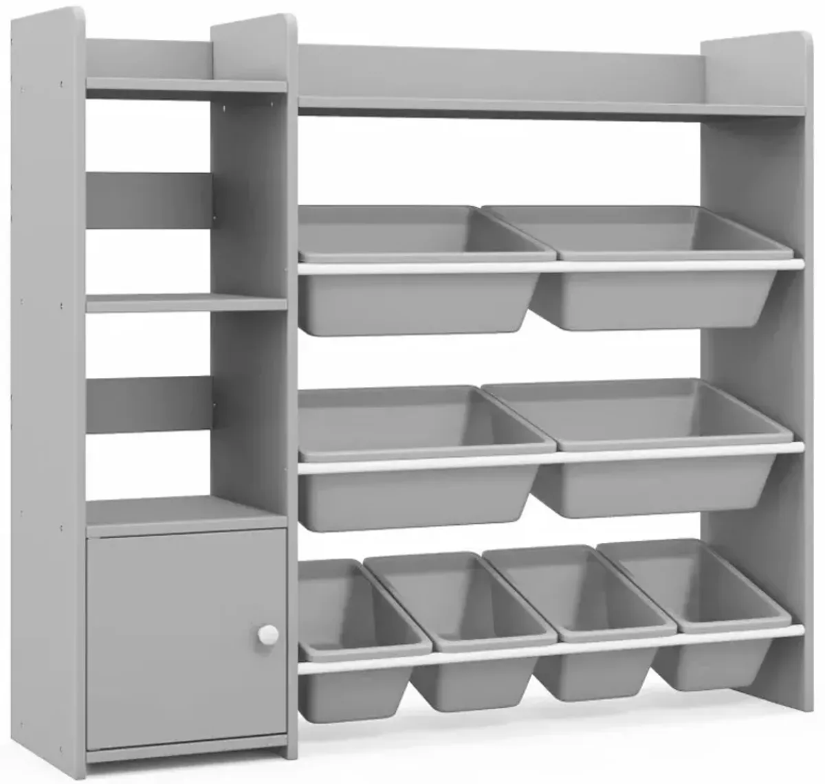 4-Tier Kids Bookshelf and Toy Storage Rack with 8 Toy Organizer Bins