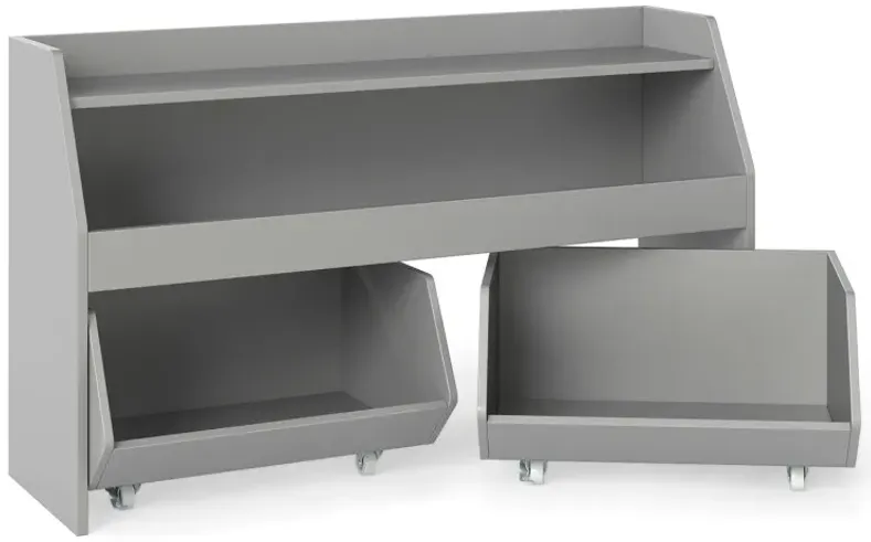 Kids Toy Storage Organizer Wooden Bookcase with 2 Movable Drawers