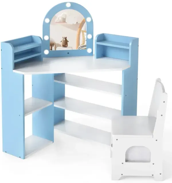 2-In-1 Kids Vanity Set with Lights for Toddlers 3+ Years Old