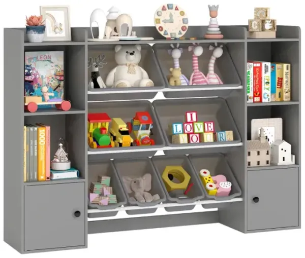 Kids Toy Storage and Bookshelf with Boxes and Open Shelves