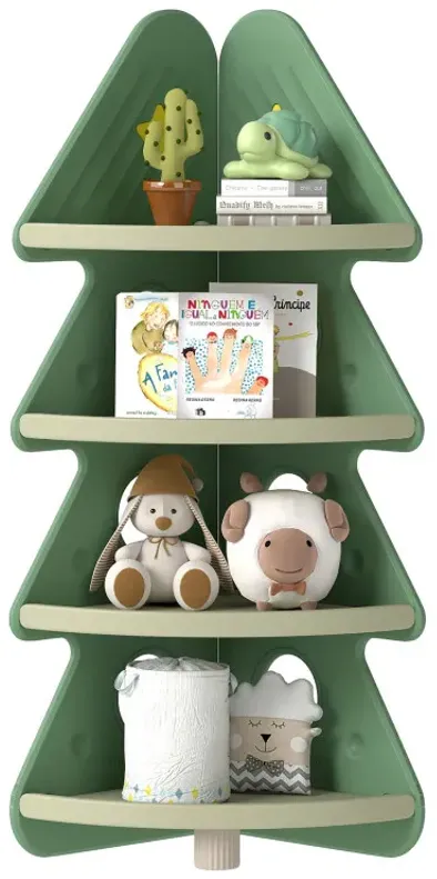 4-Tier Kids Corner Bookshelf Baby Display Shelf for Kids Room
