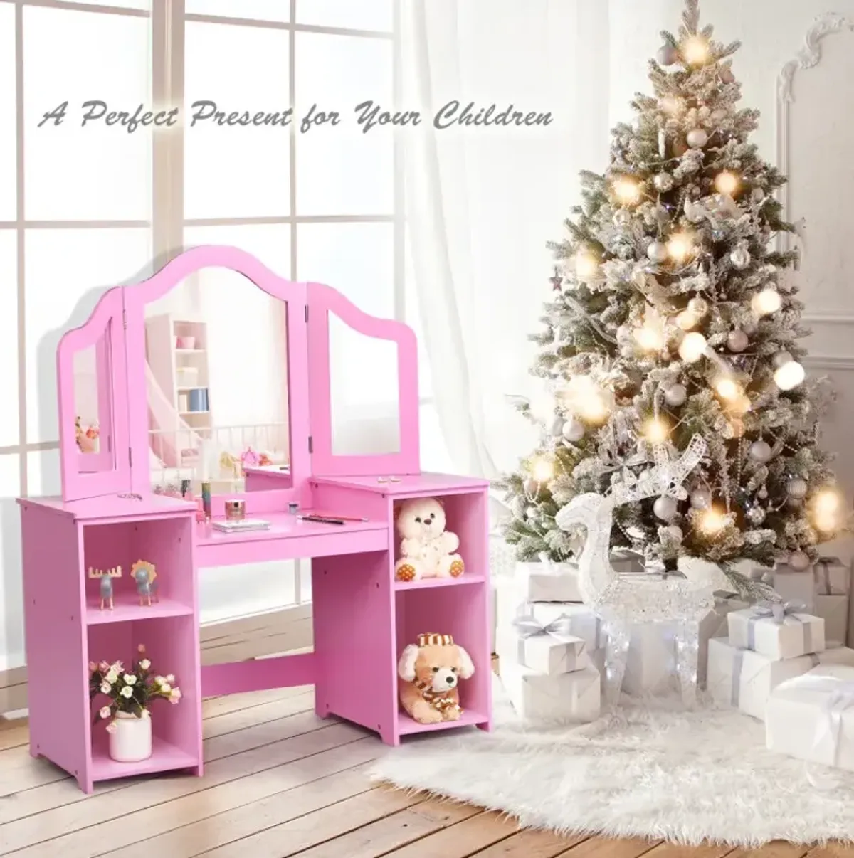 2-in-1 Detachable Design Kids Vanity Dressing Table