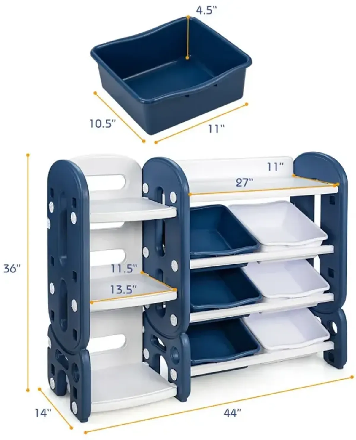 Kids Toy Storage Organizer with Bins and Multi-Layer Shelf for Bedroom Playroom