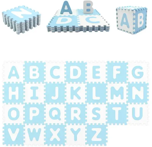 26 Pieces Interlocking ABC Play Mats with Detachable Letters