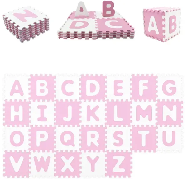 26 Pieces Interlocking ABC Play Mats with Detachable Letters
