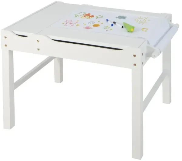 Kids Multi Activity Play Table Wooden Building Block Desk with Storage Paper Roll