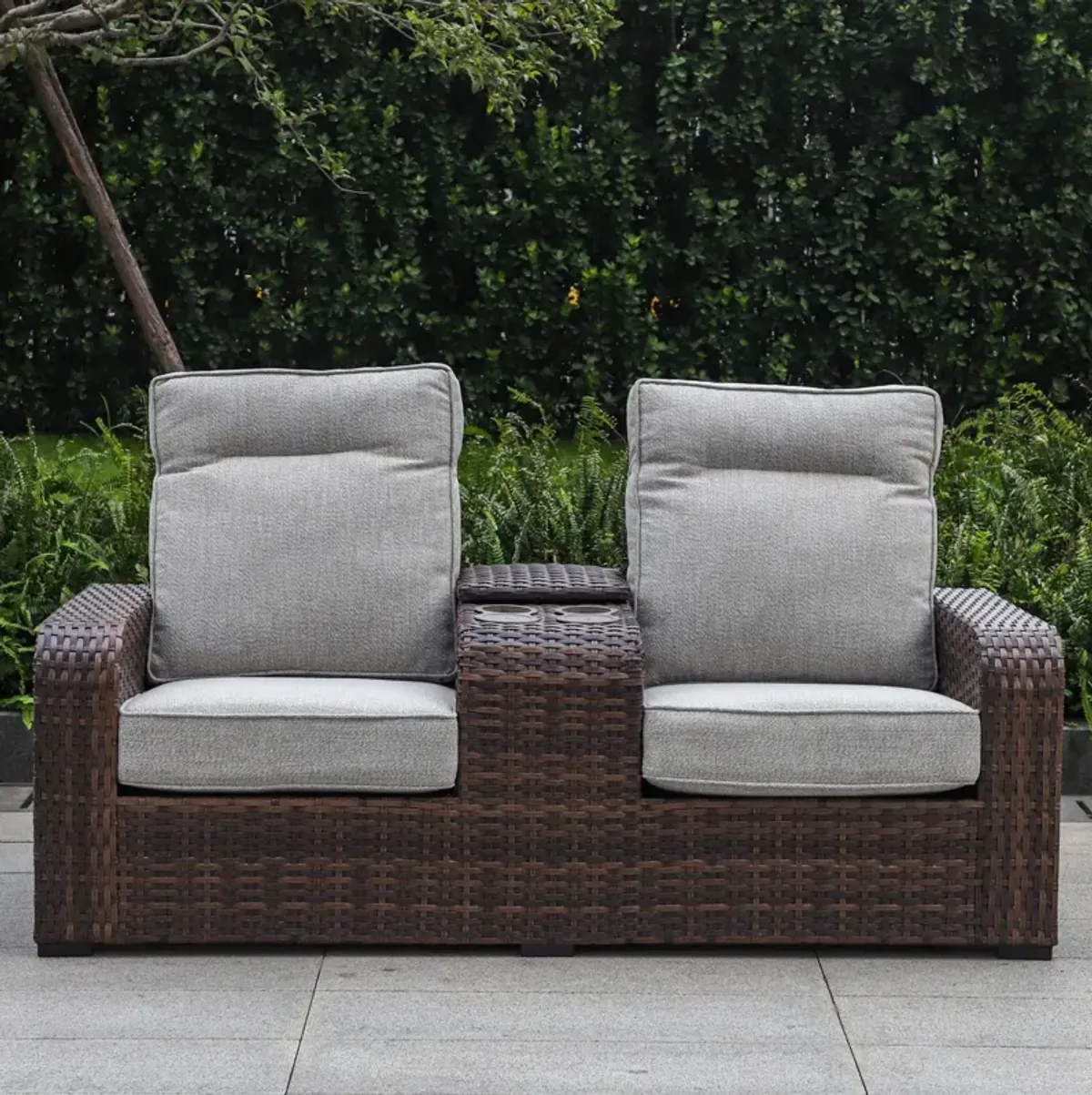 Outdoor Loveseat With Console