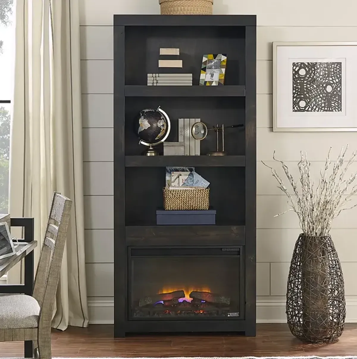 Bookcase with Fireplace Insert