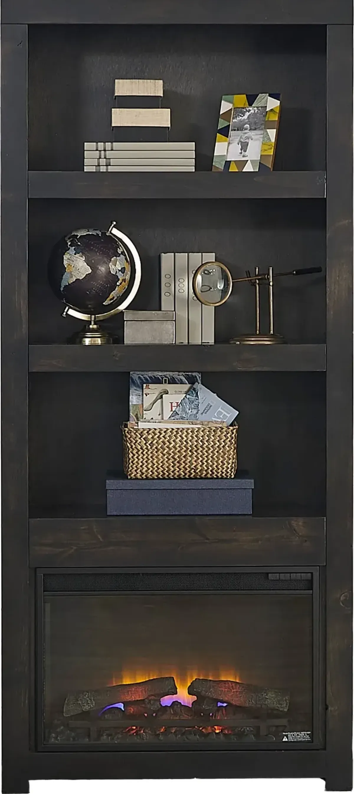 Avery Loft Bookcase with Fireplace Insert