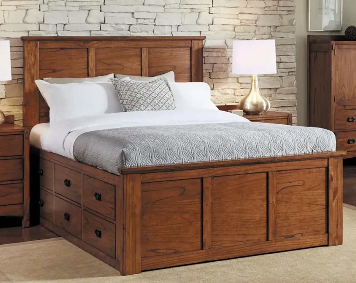 Mission Hill Queen Nine Drawer Storage Bed