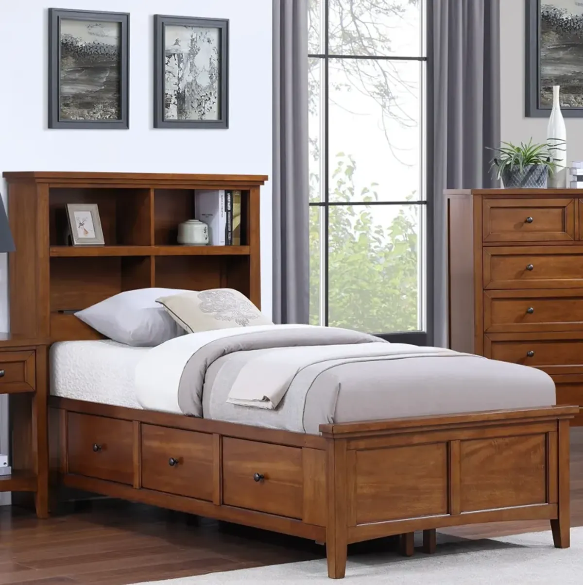 Twin Bookcase Storage Bed