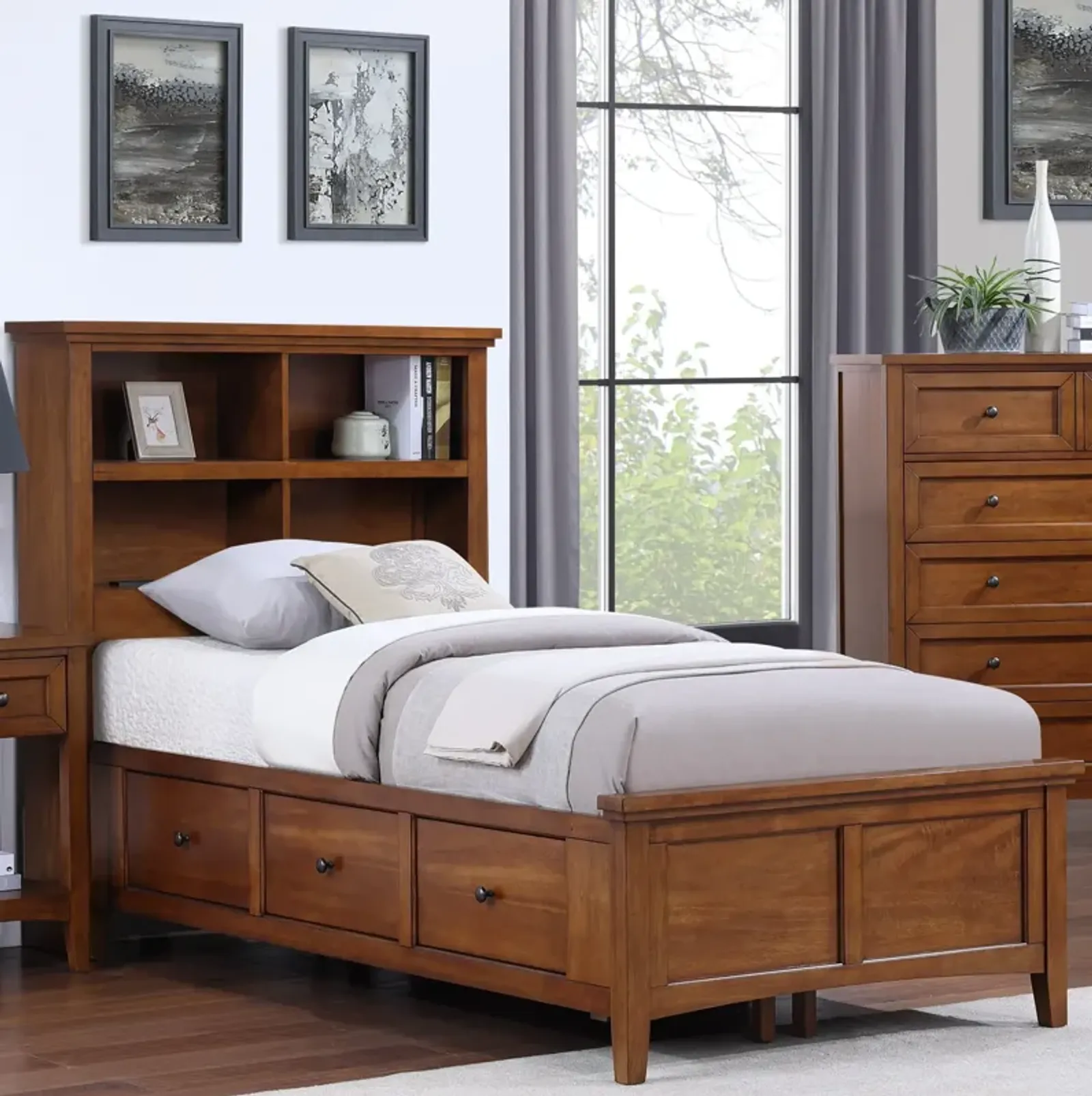 Spencer 2 Twin Bookcase Storage Bed