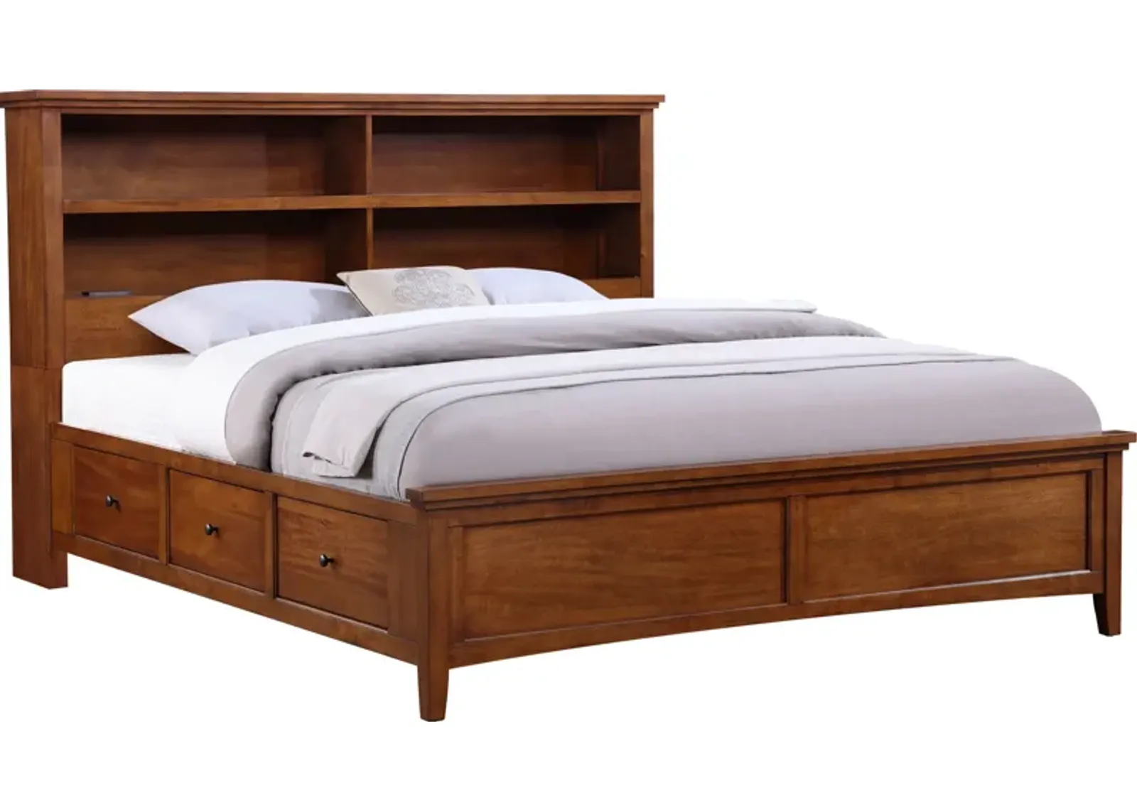 Queen Bookcase Storage Bed