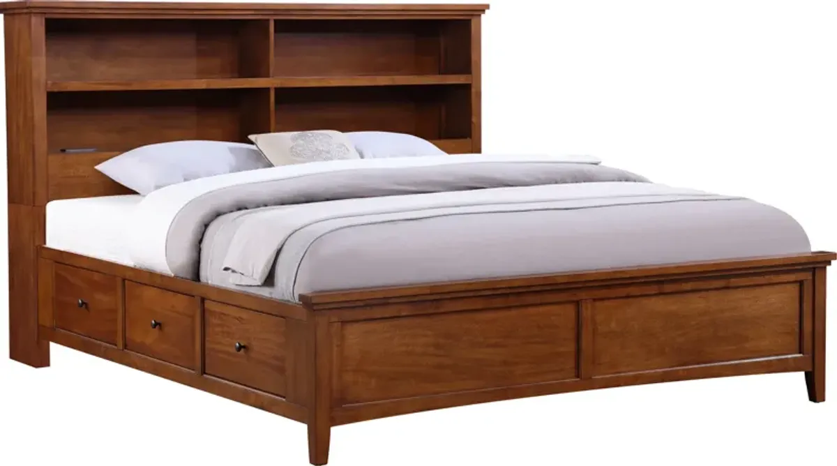 Queen Bookcase Storage Bed