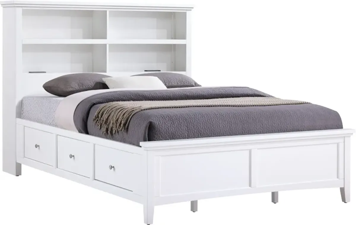 Queen Bookcase Storage Bed