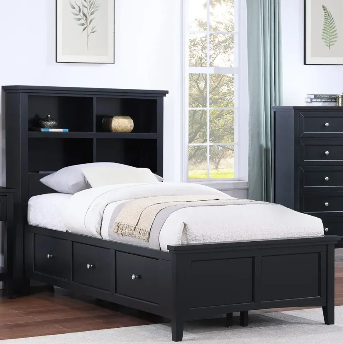 Twin Bookcase Storage Bed