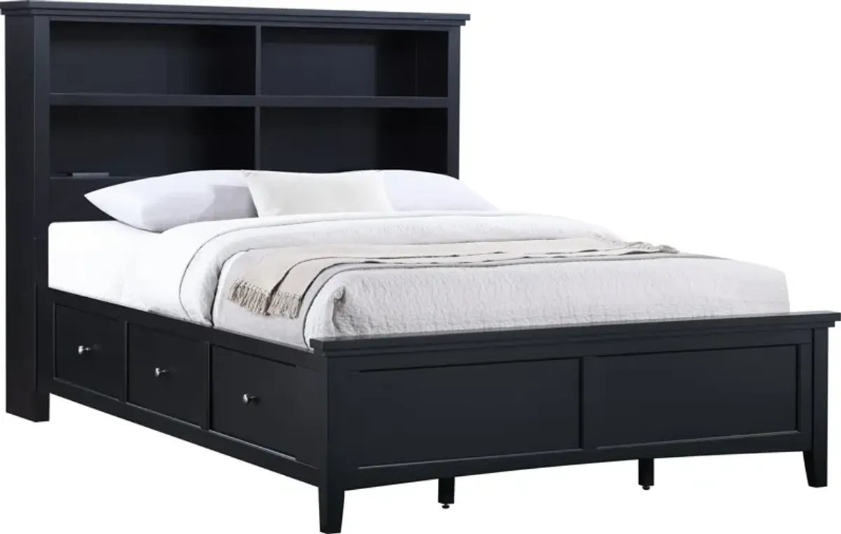 Queen Bookcase Storage Bed