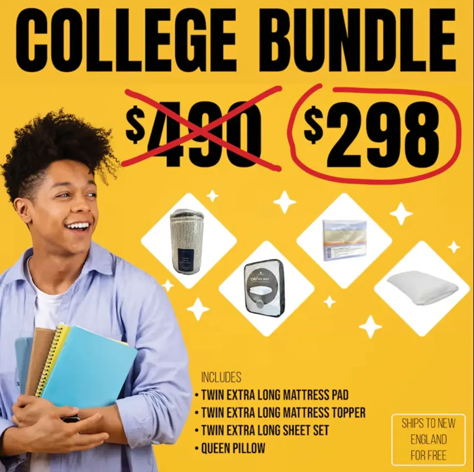 College Bundle With A White Sheet Set