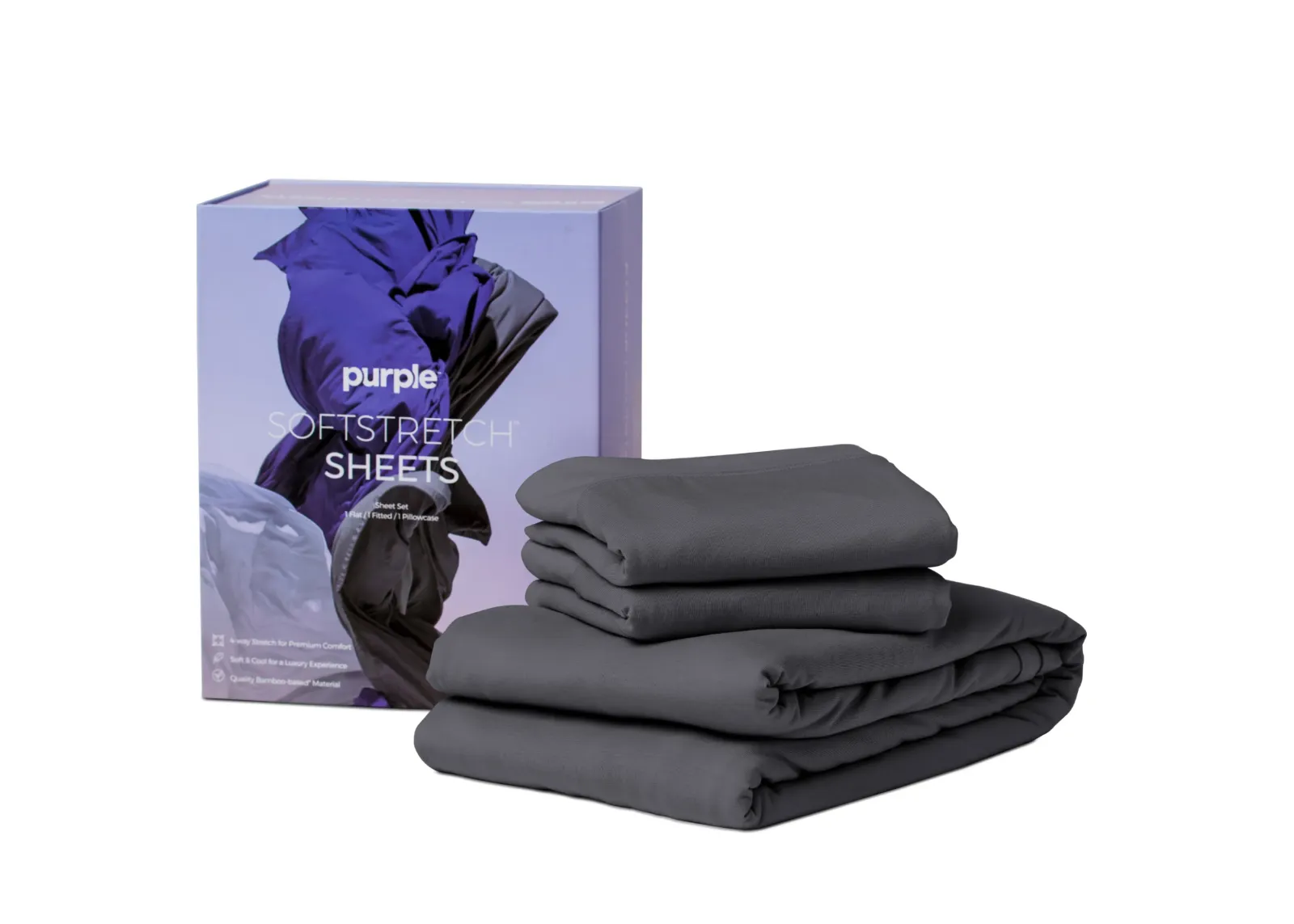 Purple SoftStretch Stormy Gray Sheet Set - T/T Xl