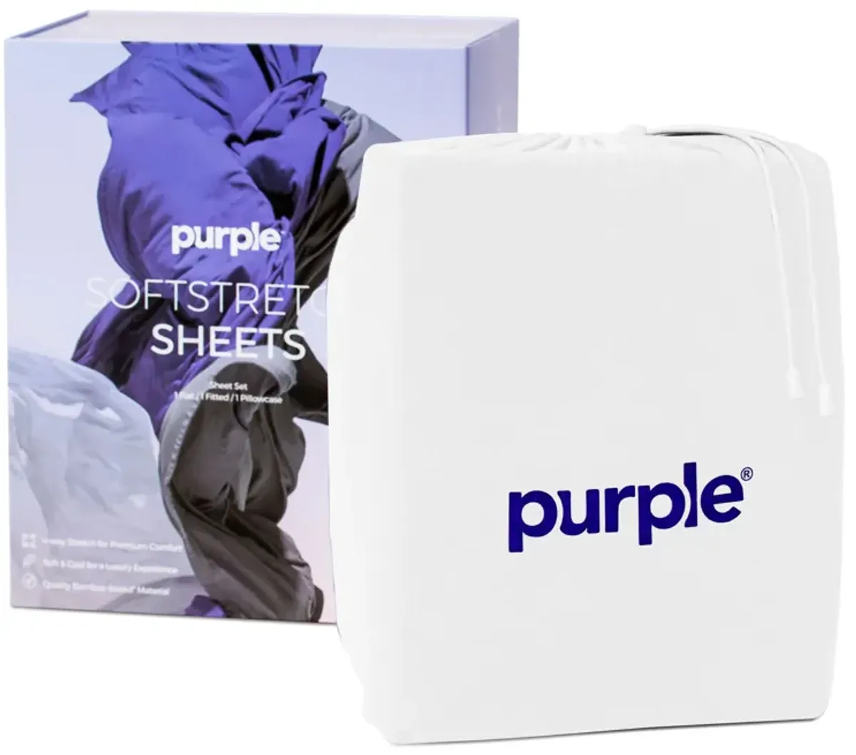 Purple SoftStretch True White Sheet Set - King/California King