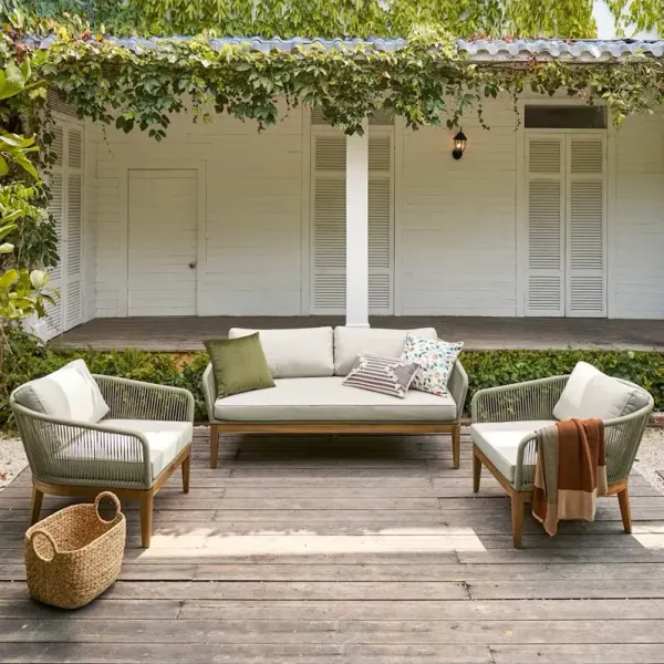 Maui Outdoor Loveseat & 2 Lounge Chairs Set, Taupe