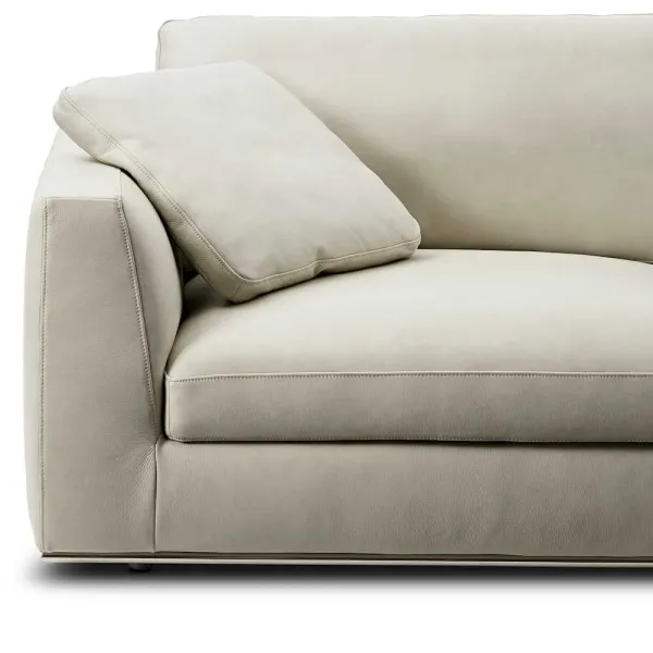 Hamilton Leather Chaise Sectional Sofa Left Facing, (Marche) Ivory