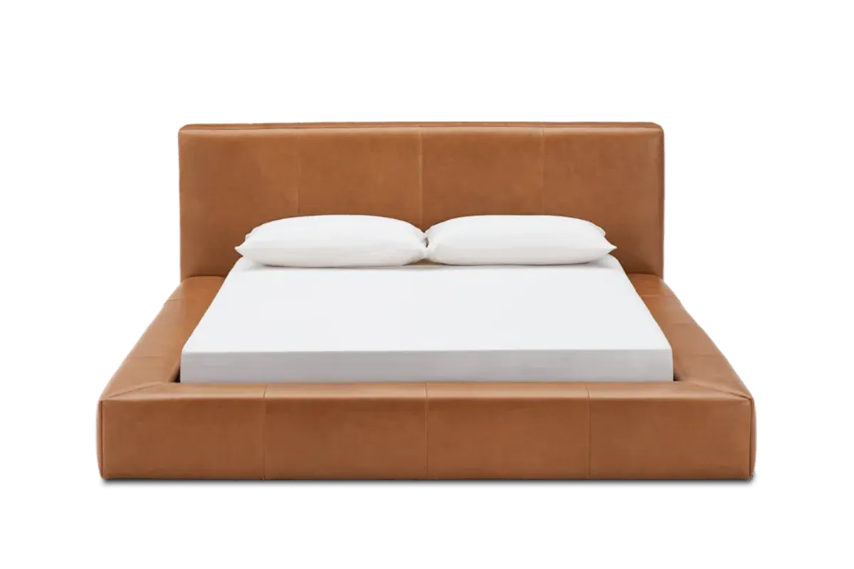 Dawson Leather King Size Bed, Cocoa