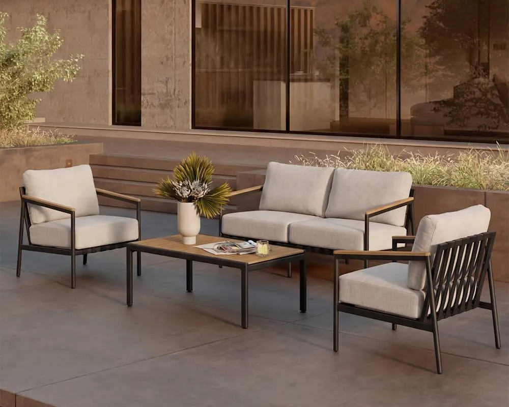 Sorrento Outdoor Loveseat, Natural Beige