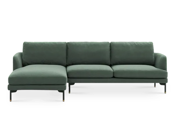 Pebble Chaise Sectional Sofa Left Facing, Forest Green