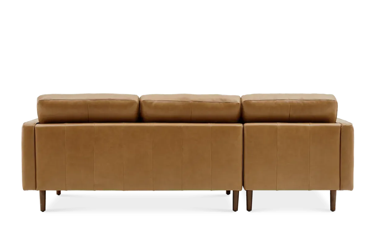 Madison Leather Chaise Sectional Sofa Left Hand Facing, Caramel