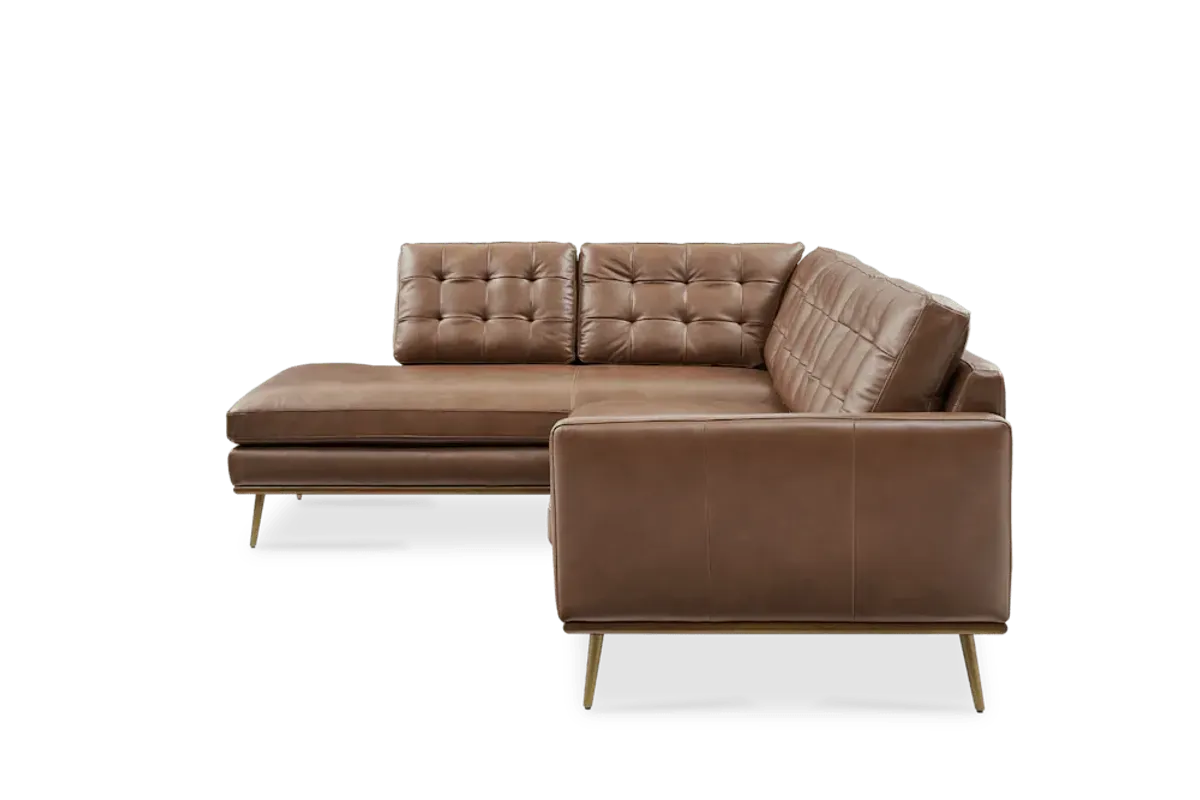 Isaac Leather Bumper Chaise Sectional Sofa