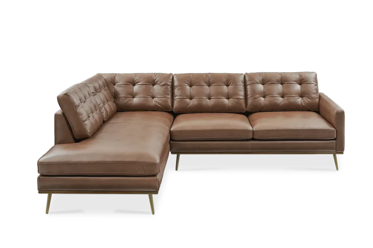 Isaac Leather Bumper Chaise Sectional Sofa